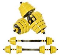 HOMCOM Ensemble d'haltères courtes ou longues 20 Kg - barre d'extension incluse - musculation réglable - entraînement musculaire & haltérophilie