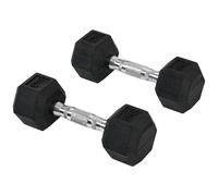 Ensemble D'haltères Courtes Total 10 Kg - Entraînement Musculaire & Haltérophilie - Acier Caoutchouc Noir