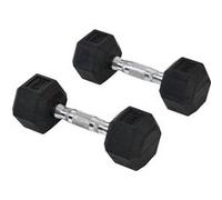 Ensemble d'haltères courtes total 10 Kg - entraînement musculaire & haltérophilie - acier caoutchouc noir Noir G