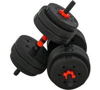 HomCom Kit haltères musculation 2-en-1 – Lot 2, 25 kg réglables, barres incluses, HDPE Noir/Rouge