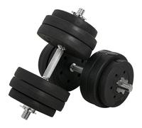 Ensemble d'haltères courtes total 30 Kg - barres incluses - entraînement musculaire & haltérophilie - acier PU noir Noir G