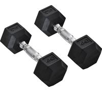 Ensemble d'haltères courts, poids individuel de 4 kg, design hexagonal, barre de liaison en métal, noir