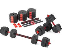 Ensemble d'haltères courts réglables 30 kg Gymtek® - Ensemble d'haltères - 2x poignées d'haltères + connexion d'haltères longs - 4x 2.5kg, 4x 2kg, 4x 1.5kg, 4x 1.25kg