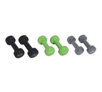 Set d'haltères - SCHILDKROT - 2 x 0,5kg anthracite - 2 x 1,0kg vert citron - 2 x 1,5kg noir - fonte + vinyle - Valise avec poignée