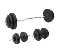 Ensemble d'haltères et de barres - vidaXL - 60 kg - Noir - Plaques en ciment - Barres en acier - Revêtement plastique