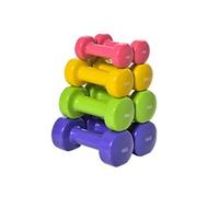 HOMCOM Ensemble d'haltères hexagonaux total 20 kg, lot de 8 haltères courts de gym 1 kg - 4 kg avec revêtement en polyuréthane pour la maison, la gym, en acier, multicolore