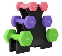 Ensemble d'haltères hexagonaux SPORTNOW avec support, haltères antidérapants pour la musculation à domicile, 2 x 1 kg, 2 x 2 kg, 2 x 3 kg
