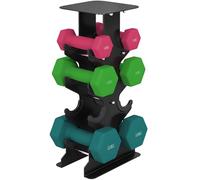 Ensemble d'haltères hexagonaux SPORTNOW avec support, haltères antidérapants pour la musculation à domicile, 2 x 1 kg, 2 x 3 kg, 2 x 5 kg