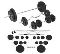 Ensemble d'haltères longs et courts de 90 kg avec 2 barres d'haltères longues et 2 barres d'haltères courtes, disques de poids pour entraînement de force