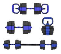 Ensemble d'haltères musculation - SPORTNOW - 4 en 1 - 25 kg - haltère, kettlebell, barre de musculation support pour pompes - bleu
