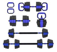 SPORTNOW Ensemble d'haltères musculation 4 en 1 haltères réglables 25 kg antidérapantes, kettlebell, barre de musculation ou support pour pompes pour fitness à domicile, bleu et noir