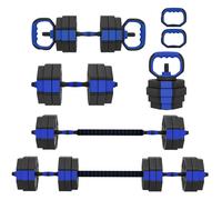 Ensemble d'haltères musculation - SPORTNOW - 6-en-1, 30 kg - plastique - 125x18x18cm - bleu