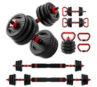 Ensemble d'haltères réglables de 10/20/30/45/70/40,8 kg avec connecteur, ensemble d'haltères 4 en 1 utilisé comme haltère, kettlebells, support push-up, exercices de fitness pour la salle de sport à