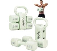 Ensemble d'haltères réglables et de kettlebells Agilithor, 0,25 kg par bloc de poids, max 5 kg par paire, mini-haltères pour l'entraînement complet du corps à domicile vert