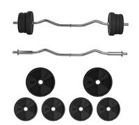 SPORTNOW Ensemble d'haltères 25 kg total, barre d'haltère avec disques de poids 5 kg et 2,5 kg, barre longue, avec poignée antidérapante, exercices de fitness entraînement à la maison et gym, noir