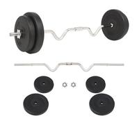 Ensemble d'haltères - vidaXL - 30 kg - Noir - Plaques de ciment - Barres d'acier