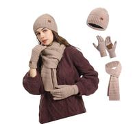 Ensemble d'hiver Écharpe Chapeau Gants Accessoires Chauds en Fibre Acrylique pour Le Ski Randonnée Activités De Plein Air par Temps Froid Essentiel Chapeau Écharpe Gants Ensemble d'hiver