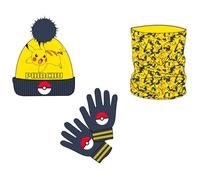 Ensemble d'hiver - NINTENDO - Pokémon Pikachu - Écharpe, bonnet et gants - Jaune/noir - Mixte
