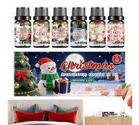 Ensemble d'Huiles Parfumées, 6 Flacons d'Huiles Parfumées Noël Arômes Festifs pour Diffuseur, Assainisseur D'Air Longue Durée Pour Bureau Maison Spa Savon Fabrication De Bougies Voiture Salle De