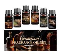 Ensemble d'huiles parfumées pour hommes, huiles essentielles premium pour diffuseur, bougies et savons, parfums voiture, kit d’aromathérapie maison avec cèdre, bois de santal et tabac