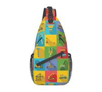 Ensemble D'Icônes D'Appareils De Levage (Style Plat) Unisexe Sacs D'Epaule Portable Sling Bag avec Poches Multiples Sacs À Dos Porté Travers pour Excursion Usage Quotidien Sport Extérieur