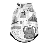 Ensemble d'icônes vintage pour camping, tente feu de camp sur blanc, gilet d'hiver avec trous de suspension, coupe-vent en polaire extra chaude pour chien et chat, vêtements pour temps froid, taille S