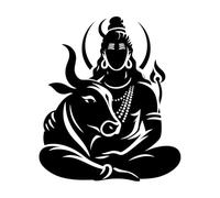 ensemble d'illustrations détaillées de silhouettes du dieu hindou Seigneur Shiva Stickers muraux 42x48.8cm Amovible sans laisser de colle Noir
