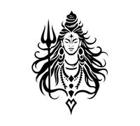 ensemble d'images clipart de silhouette du dieu divin Shiva Stickers muraux 36x49.4cm Culture du tatouage Noir
