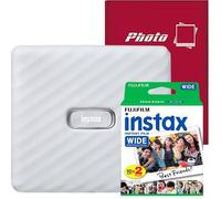 Ensemble d'imprimantes photo portables Fujifilm Instax Wide Link Ash White avec album et papier 2x10