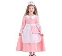 Ensemble d'infirmière pour Fille, Costume infirmière, Robe Enfant, Médecin, Docteur, Déguisements de Carnaval, Cosplay 5PC avec Coiffes, Tabliers, Boucles de Bras et Sacs à Dos (Rose,5-6 Ans)
