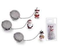 Ensemble d'Infuseurs à Thé de Noël, Boule à Thé en Acier Inoxydable avec Figurines Décoratives, Chaîne de 19 cm, Père Noël, Renne, Bonhomme de Neige, Boîte Cadeau Incluse