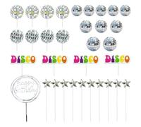 Ensemble D'Inserts De Décoration De Gâteau De 33 Pièces, Insert De Boule Brillante Disco, Insert De Gâteau D'Anniversaire, Adapté À La Décoration De Gâteaux Et De Desserts De Fête