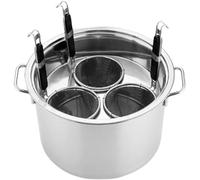Ensemble d'inserts pour cuiseur à pâtes en Acier Inoxydable 201, marmite à pâtes à 3 Trous avec Trois paniers passoires, Outil de Cuisson multipots pour pâtes, Nouilles, boulettes, Panier à Soupe