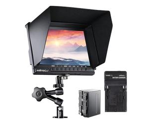 Ensemble Directeur III écran Full HD Walimex Pro (1 x Batterie, 1 x Bras articulé [18 cm], 1 x système antitorsion pour Bras articulé, avec Port HDMI et AV), Noir