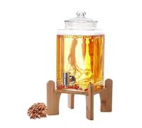 Ensemble Distributeur de Boissons en Verre avec Support, Distributeur de Limonade avec Robinet en Acier Inoxydable, pour jus, punchs, Cocktails, thés glacés et thés glacés,10L