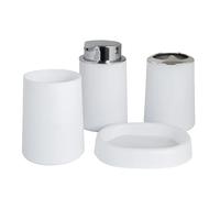 Ensemble distributeur de savon Ensemble D'accessoires De Salle Bain En Bambou, Kit Plastique, Distributeur Savon, Tasse Brosse À Dents, Porte-savon Ensemble salle de bain accessoire(White 4pcs B)