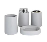 Ensemble distributeur de savon Ensemble D'accessoires De Salle Bain En Bambou, Kit Plastique, Distributeur Savon, Tasse Brosse À Dents, Porte-savon Ensemble salle de bain accessoire(Gray 4pcs B)