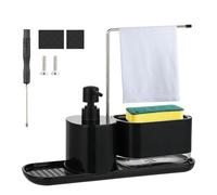 Ensemble Distributeur Liquide Vaisselle 2 en 1 - Distributeur pour Mains et Vaisselle avec Porte Savon Cuisine - Idéal pour Distributeur de Liquide Vaisselle - Noir