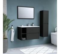 Ensemble DOMINO, set de salle de bain 80, vanity+vasque+miroir & colonne