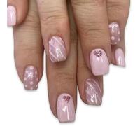 Ensemble D'ongles À Coller Pour La Saint-valentin 24 Pièces Cœur Scintillant Fausse Pression Facile À Appliquer Accessoires De Fête Ensemble D'ongles Sur Le Thème De L'amour