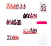 Ensemble D'ongles À Pression Halloween 30 Pièces Avec Feuilles Colle Gelée Et Mini Lime Bâton En ABS Léger Sur Les Pointes Des Ongles, Manucure D'halloween Réutilisable Pour Fête Costumée Kit(#c)