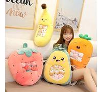 Ensemble D'oreillers en Peluche Fraise, Banane, Avocat, Carotte, Jouet Doux et Moelleux en Forme de Fruits et Légumes pour Enfants, Cadeau de Décoration D'intérieur Rose pour Filles (#2)