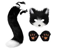 Ensemble d'Oreilles et de Queue - Costumes de Cosplay Drôles - Déguisement Loup Réaliste Kit avec Gants pour Adulte et Enfant Fête Masquée Cosplay Halloween
