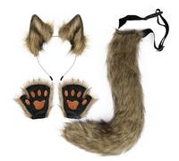 Ensemble d'Oreilles et de Queue de Loup,Déguisement Loup Effet Réel Femme Facile à Enfiler | Accessoire Confortable de Tenue Cosplay pour Halloween, la Fête Anime, le Carnaval et le Déguisement Thémat