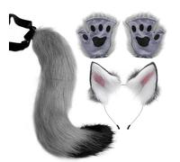 Ensemble d'Oreilles et de Queue de Loup | Kit Déguisement Loup pour Filles pour Se Déguiser - Accessoire de Tenue Cosplay Halloween Facile à Porter pour Carnaval Anime Fête de Cosplay et Performance S