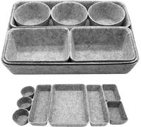 Ensemble D'organisateurs De Tiroirs,8 Pièces Boîtes De Rangement En Feutre,Organisateur De Tiroir En Feutre Empilable Pour Bureau,Chambre À Coucher,Cuisine (Gris Clair)