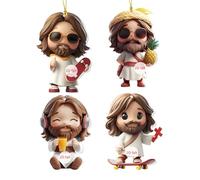 Ensemble d'ornements de Jésus - Breloques religieuses en Acrylique de 8 cm, 4 décorations suspendues 2D, Design léger et, Symbole de Foi | Sac de Porte Murale de Voiture, décoration de fête, a