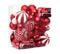 Ensemble D'ornements De Noël, Boules De Noël Blanches Rouges, Décoration 65 Pièces Bauules Preuve Pour L'engagement De Mariage Pour Les Fêtes D'arbres, Affichage Ghirlant Fenêtre | Ornements Pour