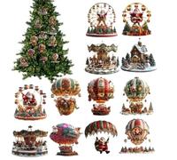 Ensemble d'ornements de Noël - Ornements d'arbre de scène de Vacances 2D | 12 pièces décorations de Noël pour la fête, la décoration intérieure, la cheminée, la fenêtre, Le Jardin ou la Cour