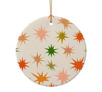 Ensemble d'ornements de vacances en céramique avec impression en forme d'étoile vibrante, pendentif à suspendre pour sapin de Noël 10 cm
